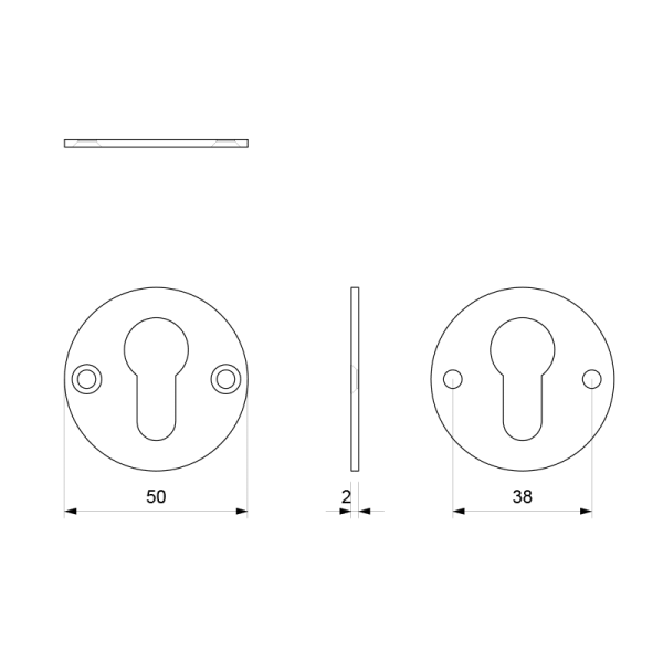 GPF Combi Vari cilinderrozet rond 50x2mm- RVS geborsteld - Afbeelding 2