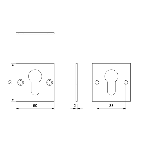 Cilinderrozet 50x50x2mm RVS geborsteld - Afbeelding 2