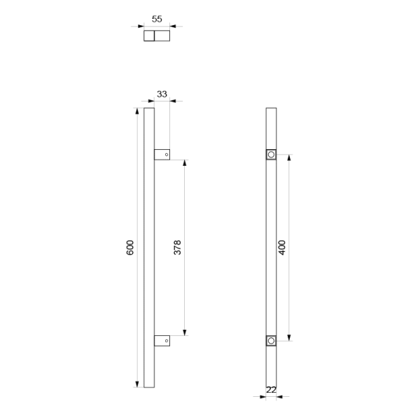 Deurgreep T-model 22x600mm RVS geborsteld - Afbeelding 2