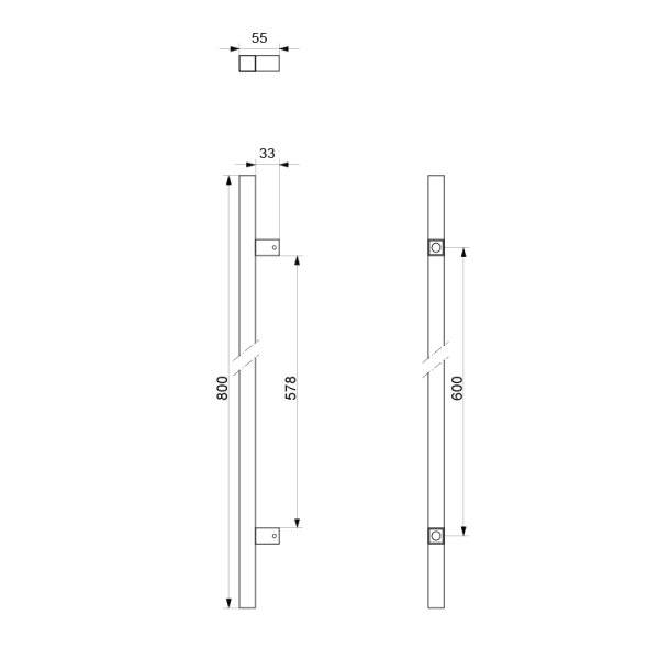 Deurgreep T-model 22x800mm RVS geborsteld - Afbeelding 2