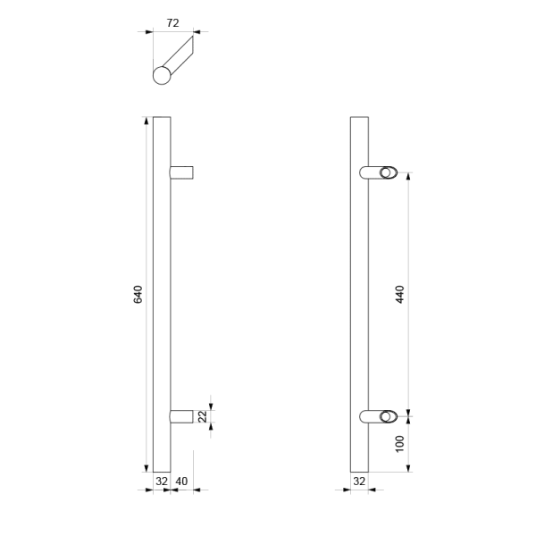 Deurgreep T-model 32x640mm RVS geborsteld incl. decorring voetje - Afbeelding 2