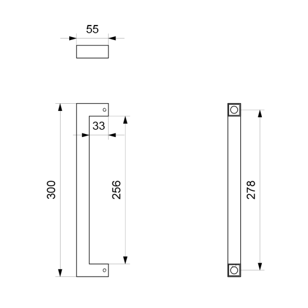 Deurgreep recht 22x300mm hoogte 55mm wit - Afbeelding 2