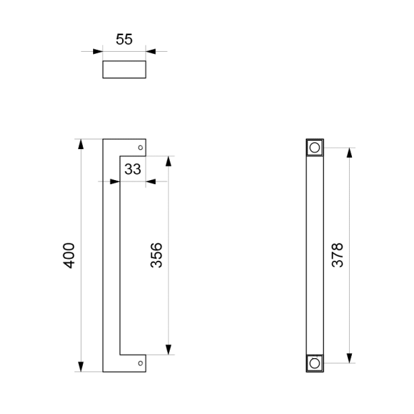 Deurgreep recht 22x400mm hoogte 55mm wit - Afbeelding 2