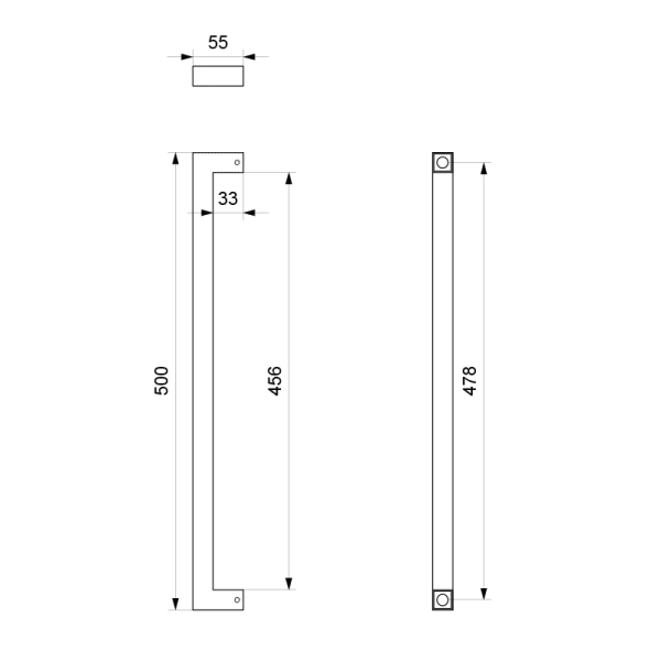 Deurgreep recht 22x500mm RVS geborsteld - Afbeelding 2