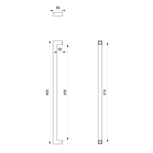 Deurgreep recht 22x600mm RVS geborsteld - Afbeelding 2