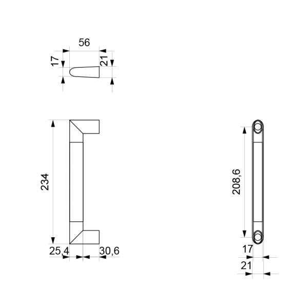 Deurgreep recht 25,4x234mm RVS gepolijst met RVS geborsteld - Afbeelding 2