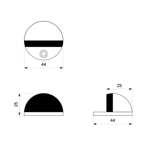 Deurstopper RVS geborsteld rond 25x44 mm - Afbeelding 2