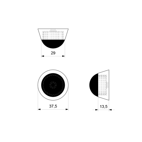 Deurstopper RVS geborsteld rond 37,5x25 mm - Afbeelding 2