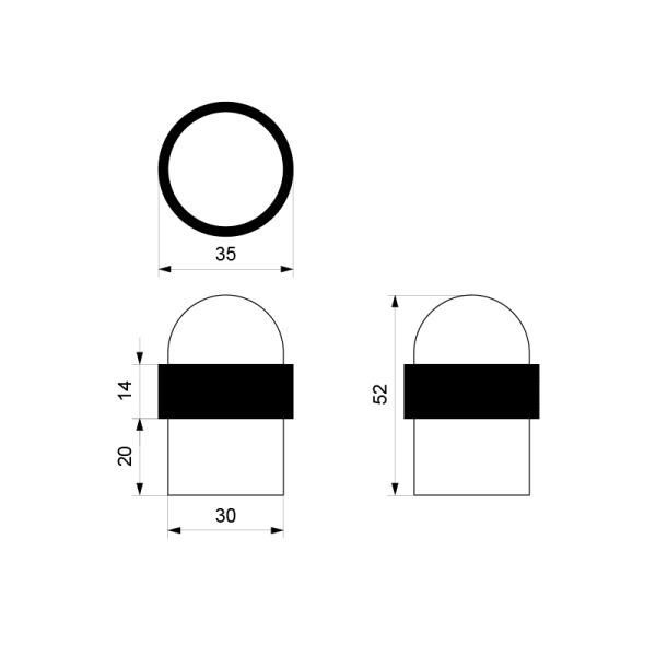 Deurstopper RVS geborsteld rond 52x35 mm - Afbeelding 2