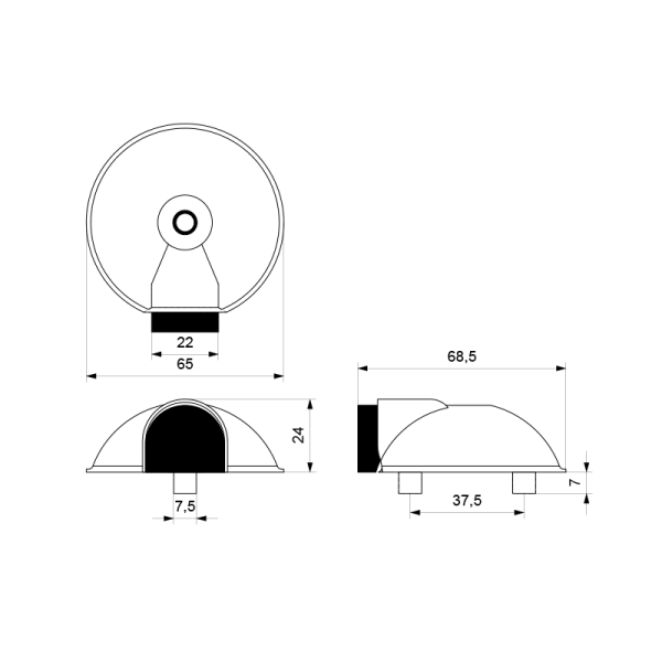 Deurstopper wit rond 65 mm - Afbeelding 2