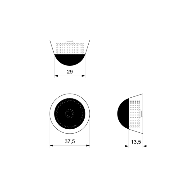 Deurstopper zwart rond 37,5x25 mm - Afbeelding 2