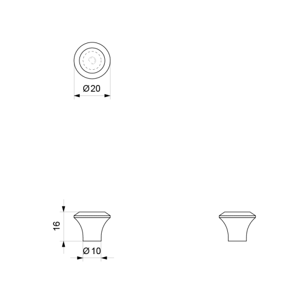 Meubelknop rond 20x16mm RVS - Afbeelding 2