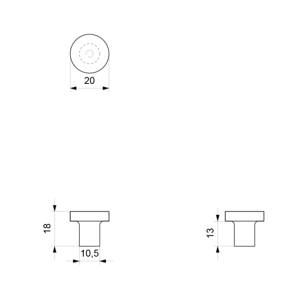 Meubelknop rond 20x18mm RVS - Afbeelding 2