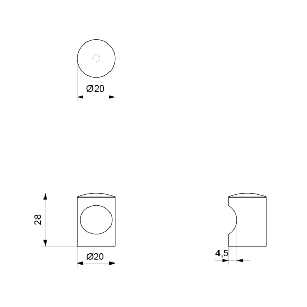 Meubelknop rond 20x28mm RVS GPF5515.20 - Afbeelding 2