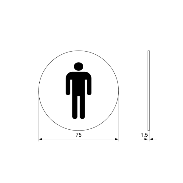 Pictogram 'Herentoilet' RVS rond - Afbeelding 2