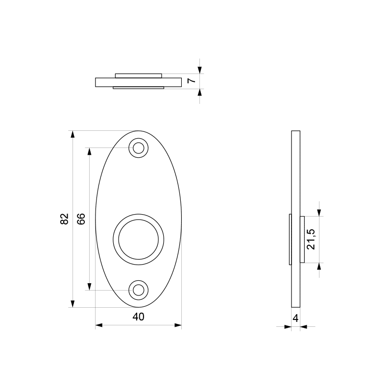 Rozet 82x40x4mm smeedijzer zwart links-/rechtsdraaiend - Afbeelding 2