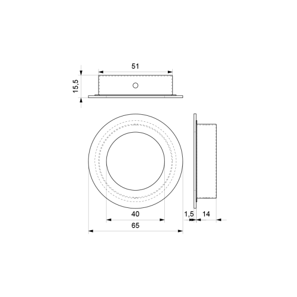 GPF Zwart/Wit serie, Schuifdeurkom rond 65 mm, Wit - Afbeelding 2