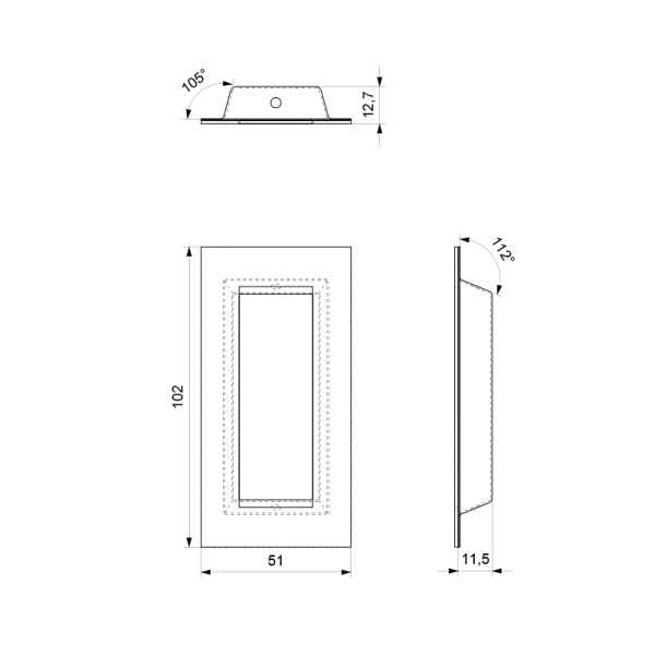 GPF Zwart-Wit serie schuifdeurkom rechthoekig 102x51mm, Wit - Afbeelding 2