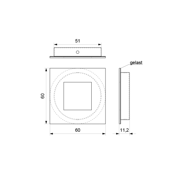 GPF Zwart-Wit serie Schuifdeurkom vierkant 60x60mm, Zwart - Afbeelding 2