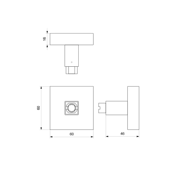 Wit vierkante knop 60x60x16mm draaibaar - Afbeelding 2