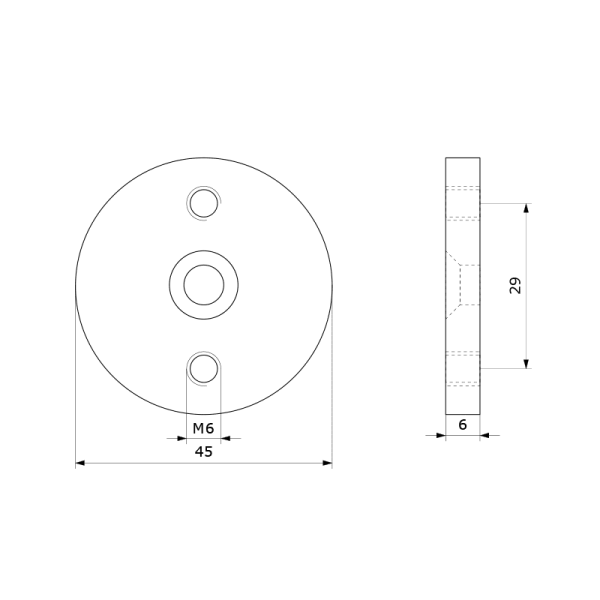 afstandhouder t.b.v. schuifdeursysteem 3,5 cm RVS - Afbeelding 2