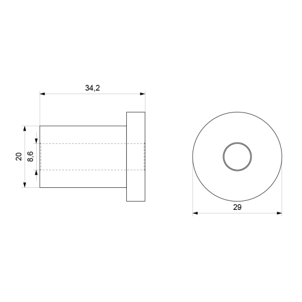 afstandhouder t.b.v. schuifdeursysteem 3,5 cm zwart - Afbeelding 2