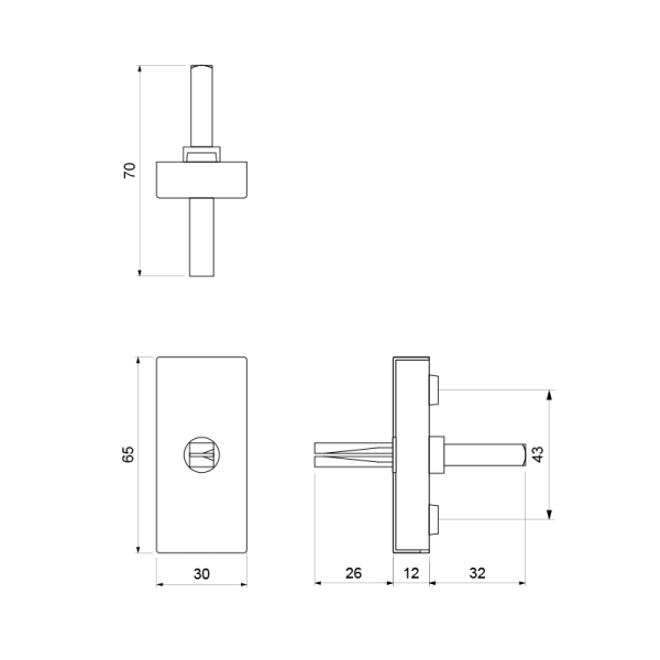 draaikiepmechanisme rechthoekig 65x30x12 mm met stift binnenzijde 32 mm Smeedijzer zwart - Afbeelding 2