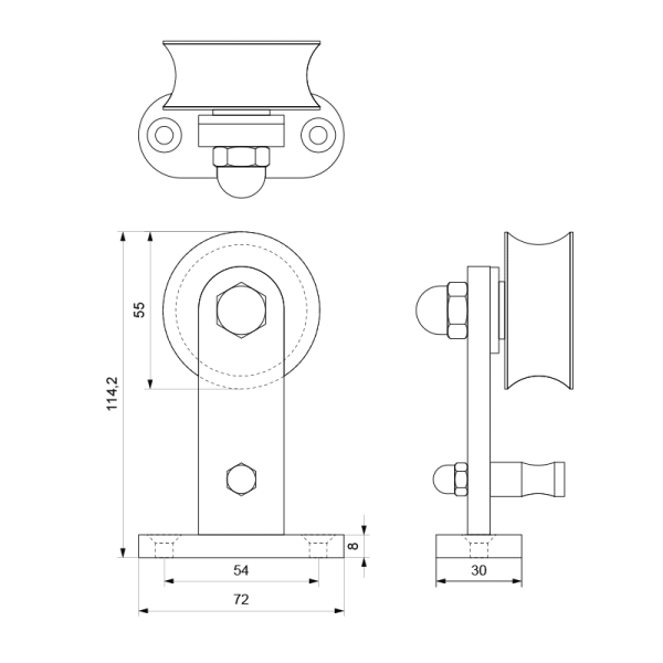 enkele schuifdeurhanger Kiva RVS - Afbeelding 2