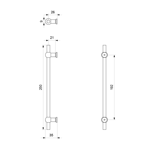 meubelgreep Hipi 9x250/192 mm - Afbeelding 2