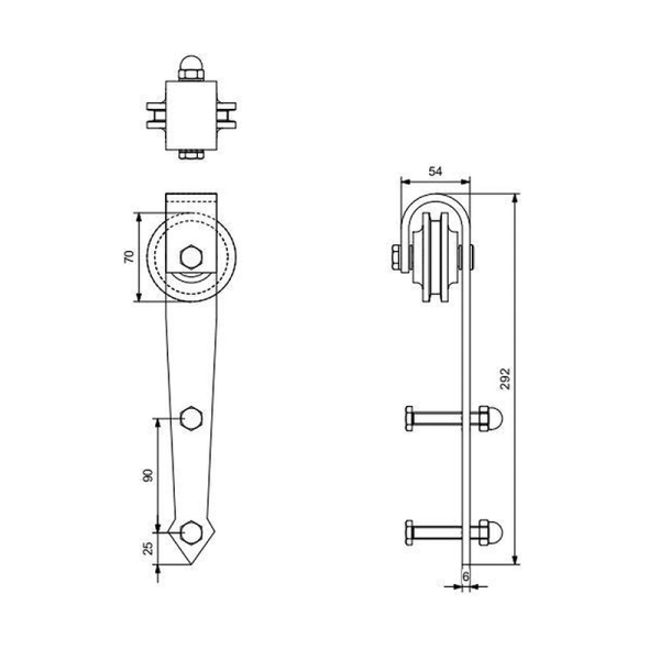 schuifdeurhanger set Nuoli zwart t.b.v. extra deur - Afbeelding 2