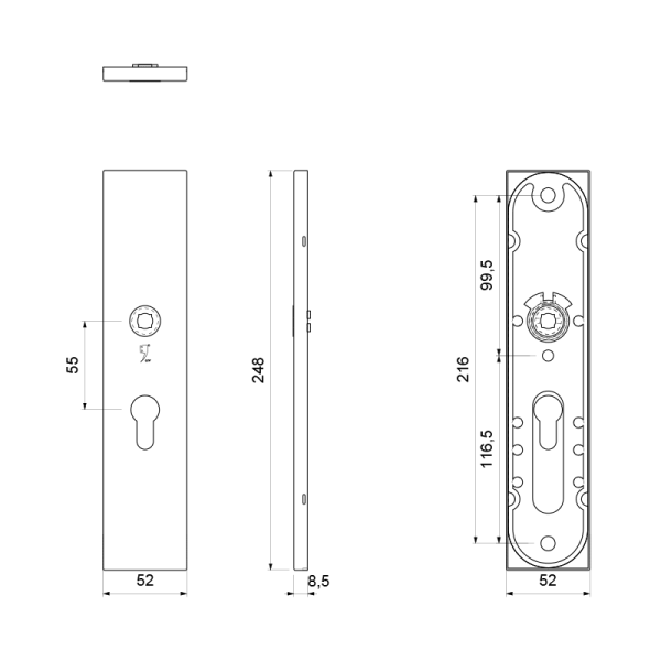 veiligheidsbinnenschild vierkant PC55 248x52x8 mm rechthoekig  RVS - Afbeelding 2