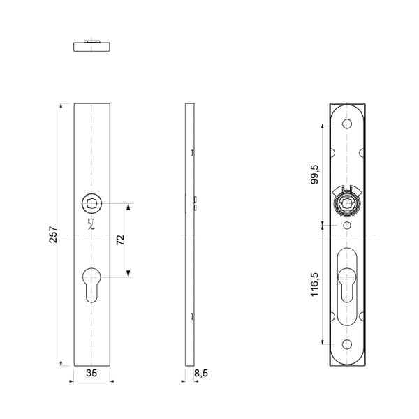 veiligheidsbinnenschild rechthoekig smal PC72 257x35x8 mm rechthoekig smal Zwart - Afbeelding 2