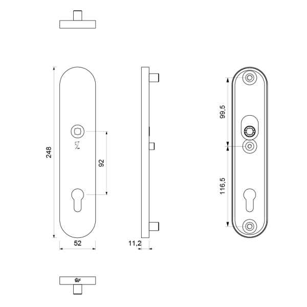 veiligheidsbuitenschild PC92 248x52x11 mm afgerond RVS geborsteld - Afbeelding 2