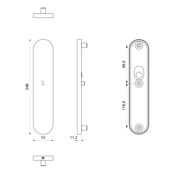 veiligheidsbuitenschild blind 248x52x11 mm afgerond geheel - Afbeelding 2