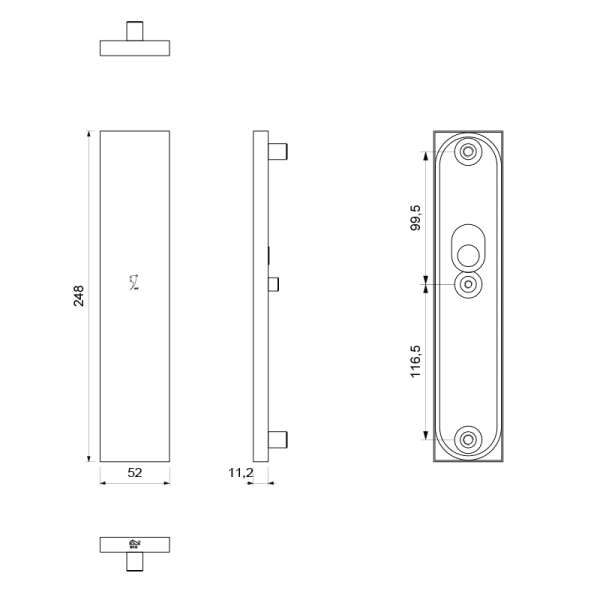 veiligheidsbuitenschild blind 248x52x11 mm rechthoekig geheel - Afbeelding 2