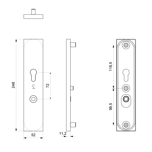 veiligheidsbuitenschild comfort PC72 248x52x11 mm rechthoekig RVS geborsteld - Afbeelding 2