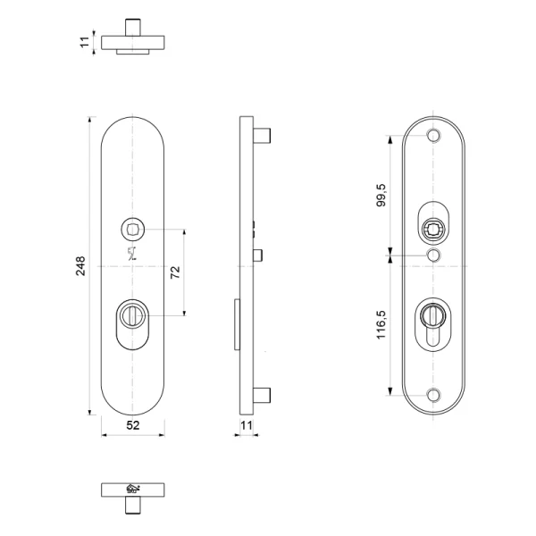 veiligheidsbuitenschild met kerntrekbeveiliging PC72 248x52x11 mm afgerond Wit - Afbeelding 2