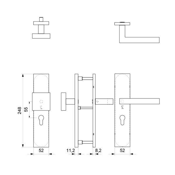 veiligheidsgarnituur PC55 248x52 mm rechthoekig - Afbeelding 2