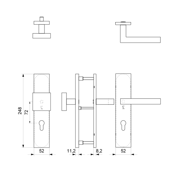 veiligheidsgarnituur PC72 248x52 mm rechthoekig - Afbeelding 2