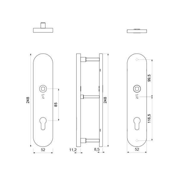 veiligheidsschilden PC85 248x52 mm afgerond binnen/ buiten - Afbeelding 2