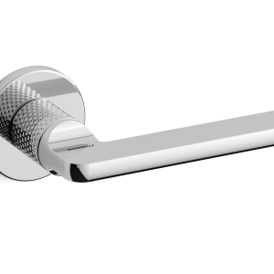 1751 Grint deurkruk op rozet, chrome gegraveerd