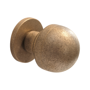 854 deurknop op rozet draaibaar, messing getrommeld