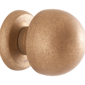 854 voordeurknop op rozet vast, messing getrommeld