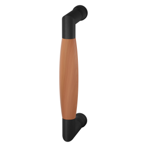 Deurgreep haaks ton model Ika zwart met kersen 157x60 mm