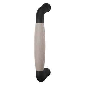 Deurgreep jaren 30 Ika zwart met eiken whitewash 130x60mm