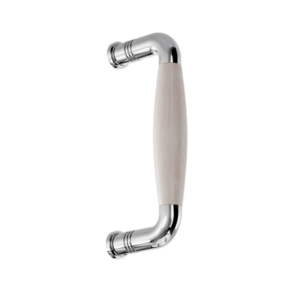 Deurgreep jaren 30 RVS gepolijst met eiken whitewash 157x62mm