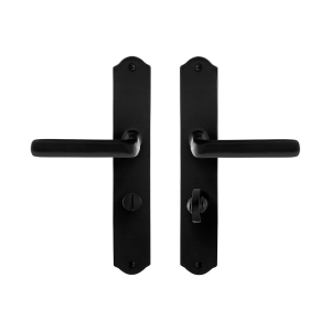 GPF6235.60 smeedijzer zwarte deurkruk Ilo op schild WC63/8, 238x41x4mm