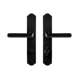 GPF6235.60 smeedijzer zwarte deurkruk Ilo op schild WC72/8, 238x41x4mm