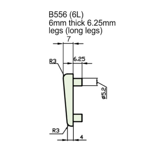 SWF serie B556 6L oploopspie 6mm met lange nokken, Messing - Afbeelding 2