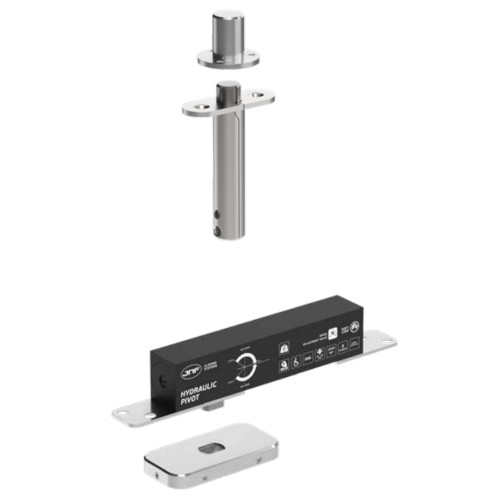 JNF 211 HO 60 plus hydraulische taatsscharnier, deurbreedte 1200mm, deurgewicht 60KG, RVS-geborsteld